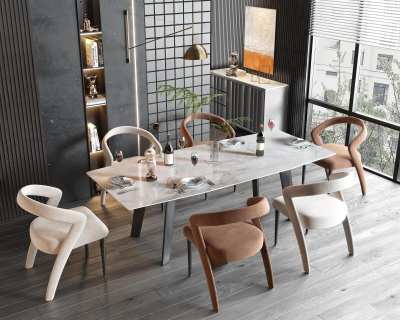 MINOTTI现代餐桌椅组合3D模型下载